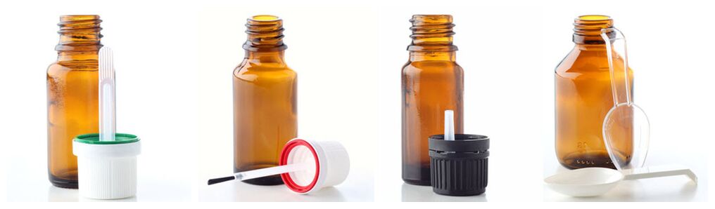 Pipeta, cepillo, goteador y cucharilla dosificadora complementan los frascos de vidrio para aceites esenciales